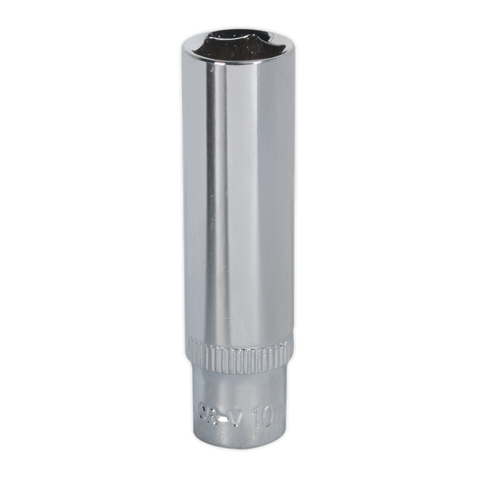 Sealey WallDrive Socket 10mm Deep 1/4" Square Chrome Vanadium Steel SP1410D