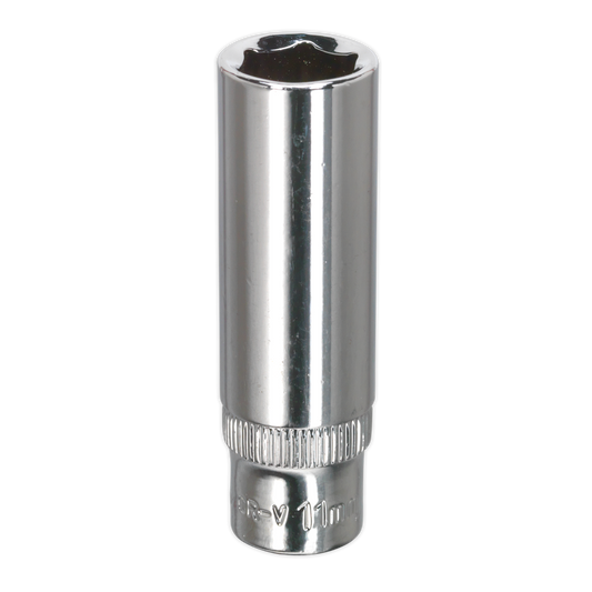 Sealey WallDrive Socket 11mm Deep 1/4" Drive Fully Polished Finish Tool SP1411D