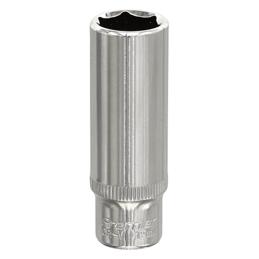 Sealey WallDrive Socket 12mm Deep 1/4" Drive Fully Polished Finish Tool SP1412D