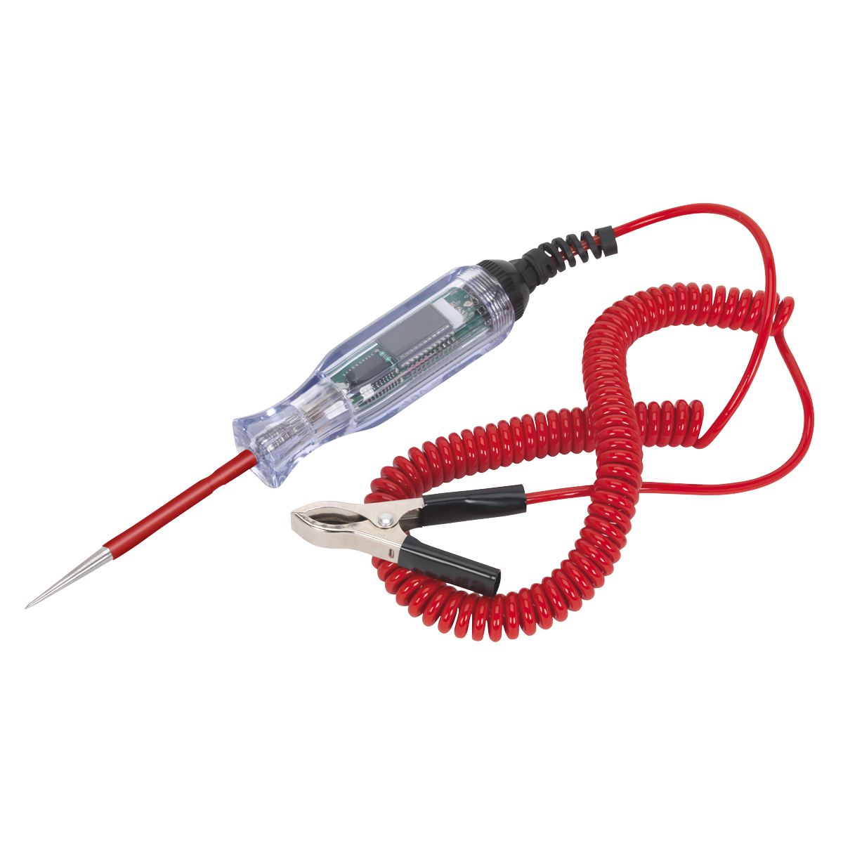Sealey Integrated Test Light/Voltmeter 3-48V With 3M Coiled Cable AK4012