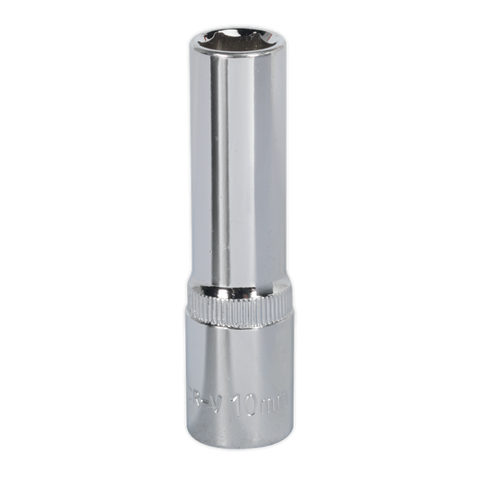 Sealey WallDrive Socket 10mm Deep 3/8" Square Chrome Vanadium Steel SP3810D