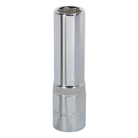 Sealey WallDrive Socket 11mm Deep 3/8" Drive Fully Polished Finish Tool SP3811D