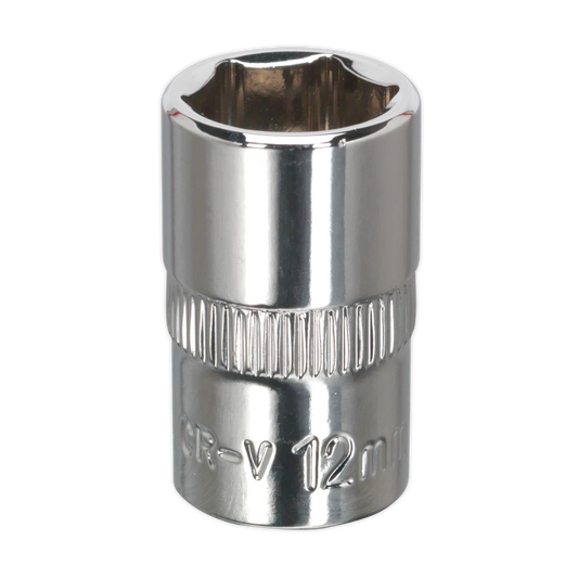 Sealey 12mm 3/8" Square WallDrive Socket Chrome Plated Fully Polished SP3812