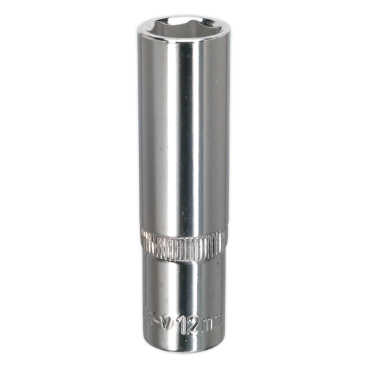 Sealey WallDrive Socket 12mm Deep 3/8" Square Drive Fully Polished Tool SP3812D