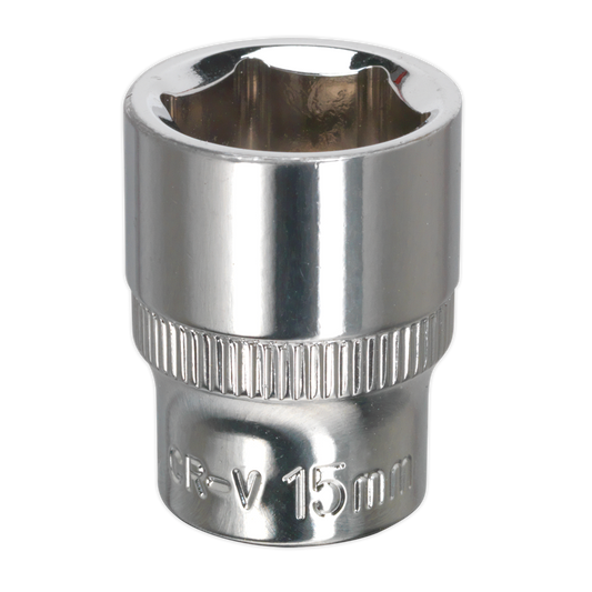 Sealey WallDrive Socket 15mm 3/8" Square Drive Fully Polished Finish Tool SP3815