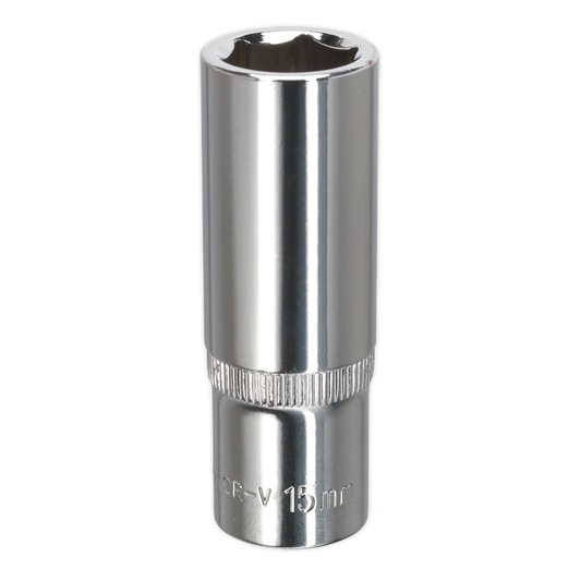 Sealey WallDrive Socket 15mm Deep 3/8" Drive Fully Polished Finish Tool SP3815D