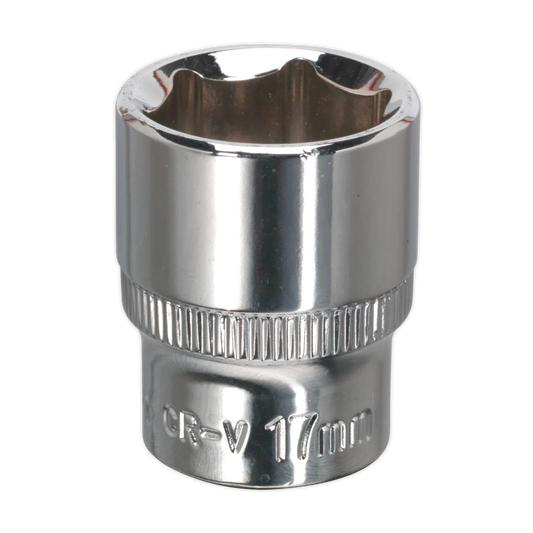 Sealey 17mm 3/8" Square WallDrive Socket Chrome Plated Fully Polished SP3817