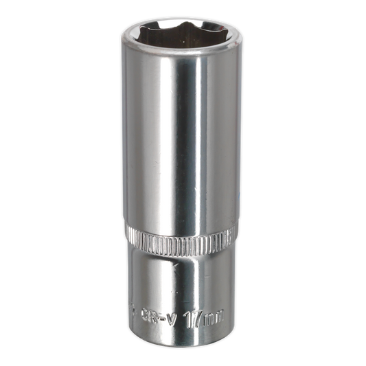 Sealey 17mm 3/8" Square WallDrive Deep Socket Fully Polished Finish Tool SP3817D