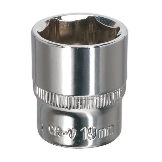 Sealey WallDrive Socket 19mm 3/8" Square Drive Fully Polished Finish Tool SP3819