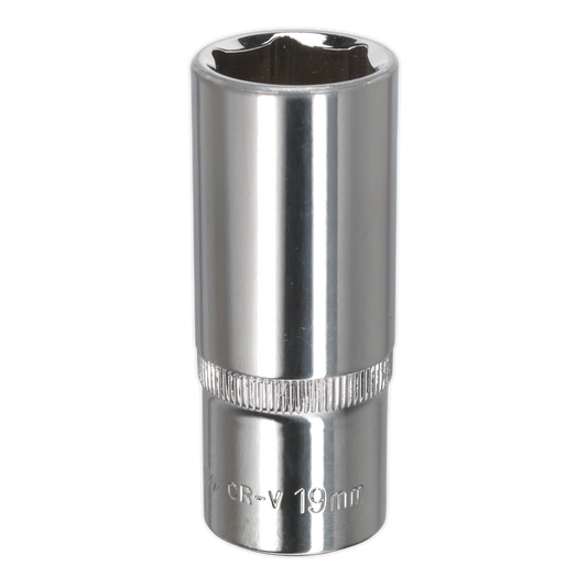 Sealey WallDrive Socket 19mm Deep 3/8" Drive Fully Polished Finish Tool SP3819D