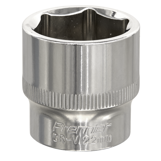 Sealey WallDrive Socket 22mm 3/8" Drive Fully Polished Professional SP3822