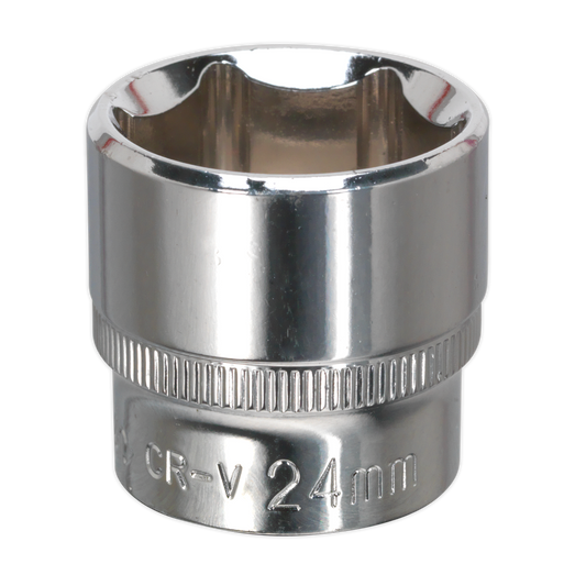 Sealey WallDrive Socket 24mm 3/8" Square Drive Fully Polished Finish Tool SP3824