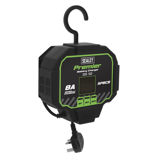Sealey Battery Charger 8A With Intuitive LED Screen Fully Automatic SPBC8