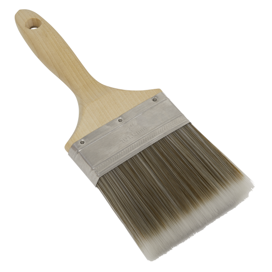 Sealey Wooden Handle Paint Brush 100mm Stainless Steel Multipurpose SPBS100W