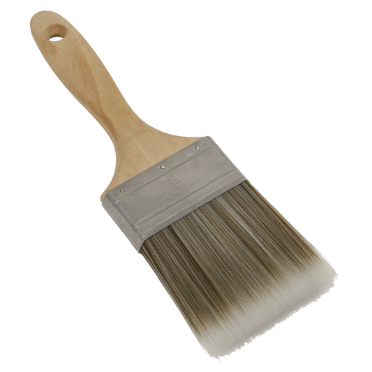 Sealey Wooden Handle Paint Brush 76mm No Bristle Loss Multipurpose SPBS76W