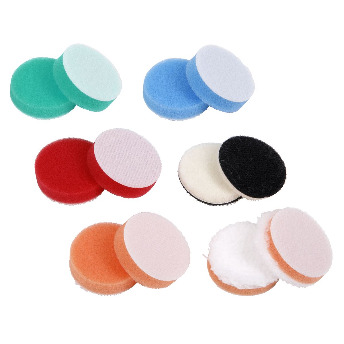 Sealey Assorted Polisher Pad Kit Ø40mm - Green Blue Orange Red Foam SPK600ACC1