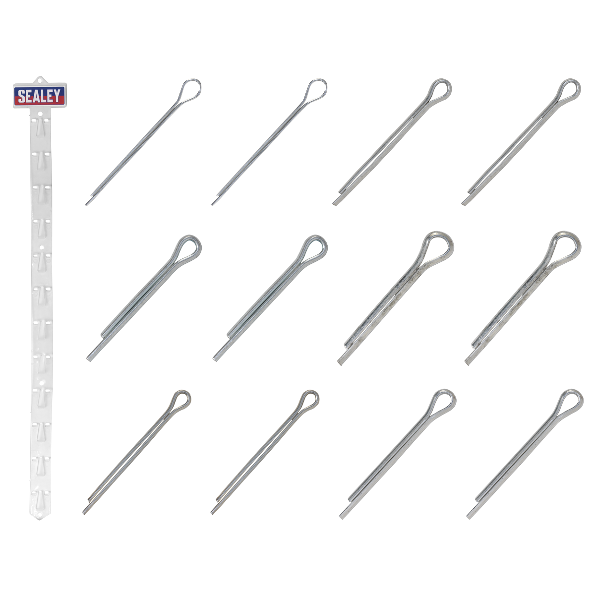 Sealey Clip Strip Deal - Split Pins With 12 Clips 41mm 51mm 25mm 38mm SPSET
