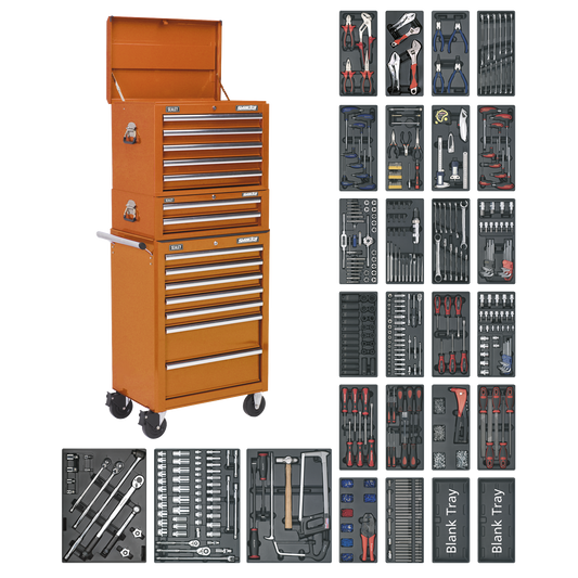 Sealey Tool Chest14 Drawer Ball Bearing Slides Orange 1179Pc Tool Kit SPTOCOMBO1