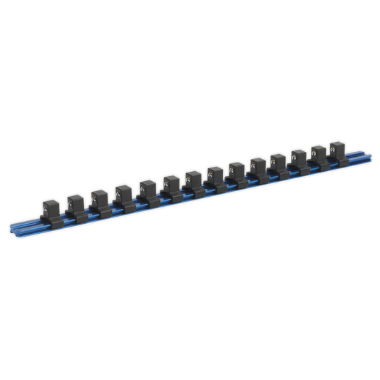 Sealey Socket Retaining Rail With 14 Clips Aluminium 1/2" Square Drive SR1214