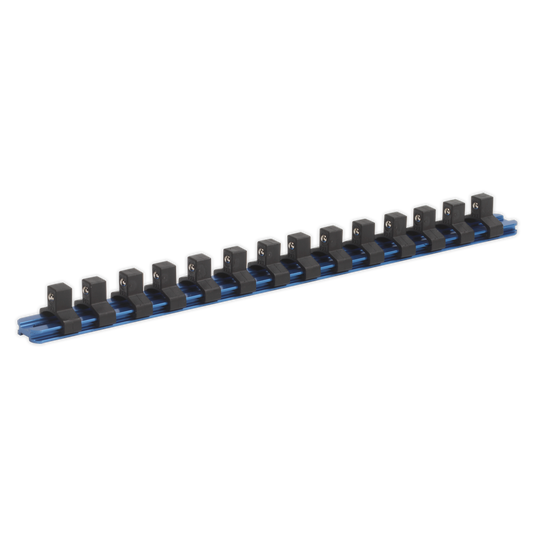 Sealey Socket Retaining Rail With 14 Clips Aluminium 3/8" Square Drive SR3814