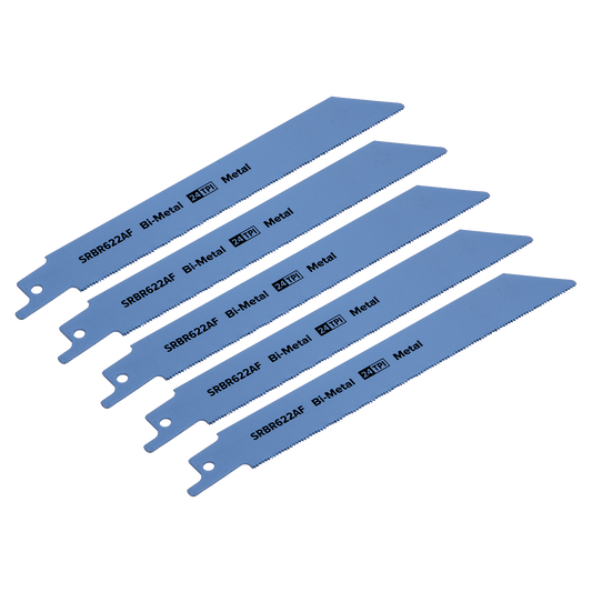 Sealey 150mm 24 TPI Metal Reciprocating Saw Blade Pack of 5 Pieces SRBR622AF