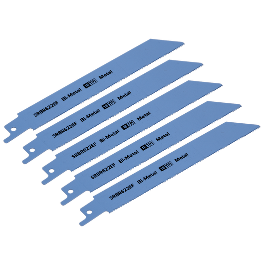 Sealey 150mm 18 TPI Metal Reciprocating Saw Blade Pack of 5 Pieces SRBR622EF