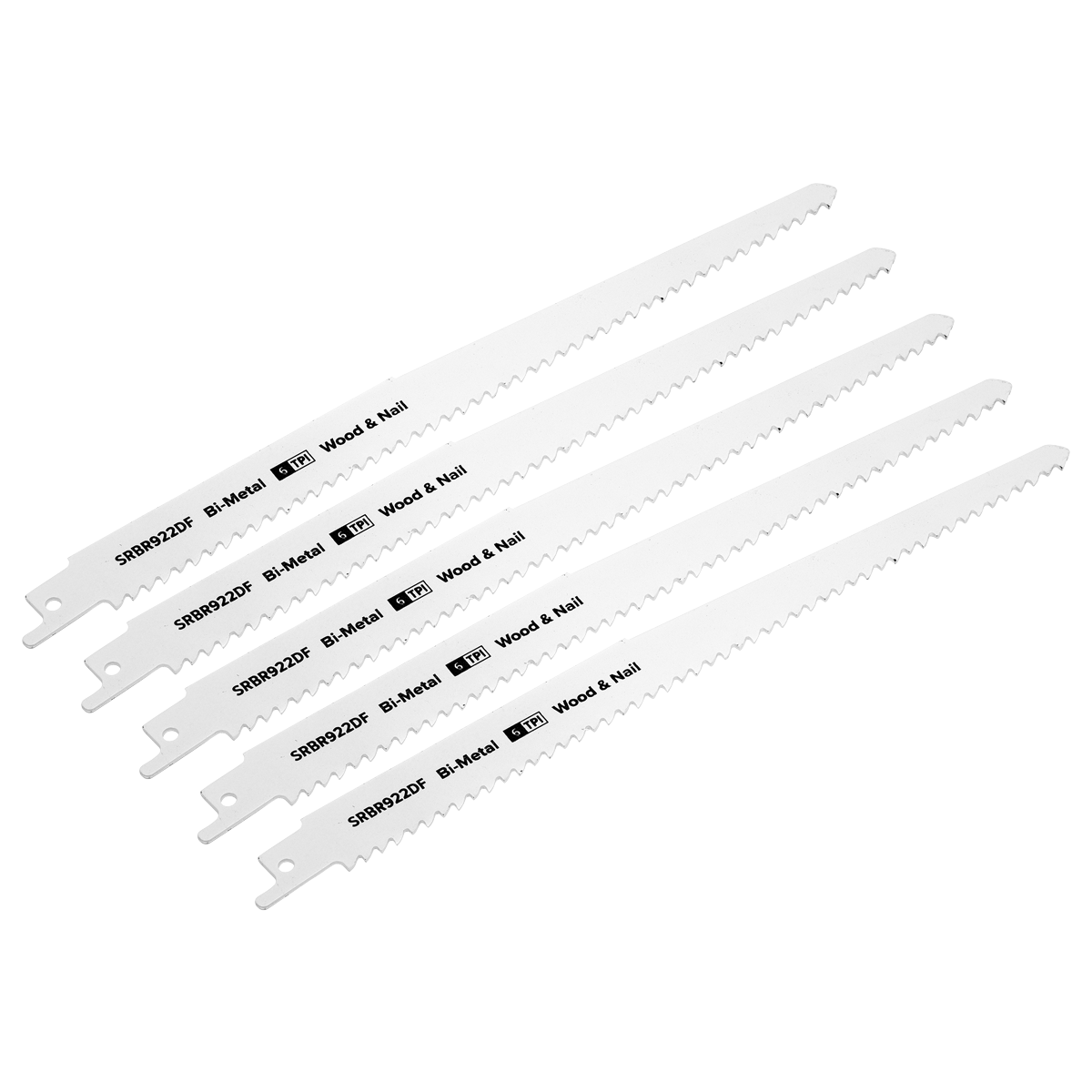 Sealey 230mm 6 TPI Wood Nail Reciprocating Saw Blade x5 Pieces SRBR922DF