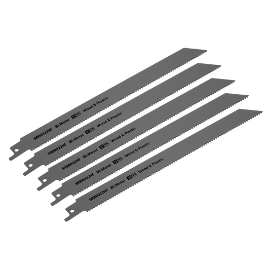 Sealey 230mm 10 TPI Wood Plastics Reciprocating Saw Blade x5 Pieces SRBR922HF