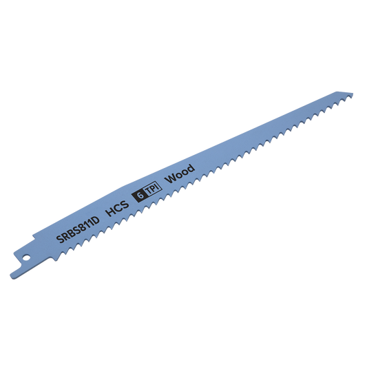 Sealey 200mm 6 TPI Clean Wood Reciprocating Saw Blade x5 Pieces SRBS811D