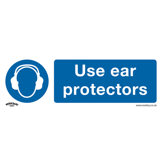 Sealey Mandatory Safety Sign Use Ear Protectors Self-Adhesive Vinyl SS10V1