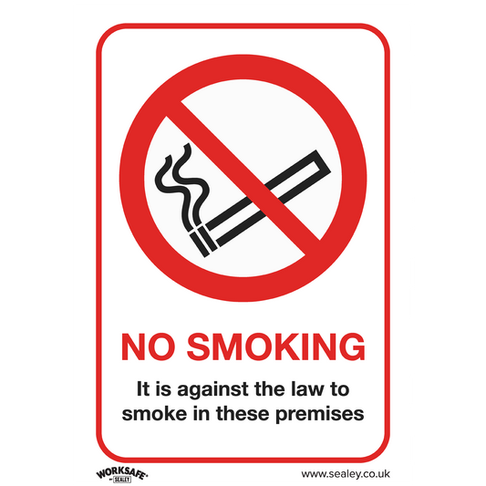 Sealey Prohibition Safety Sign - No Smoking On Premises - Rigid Plastic SS12P1