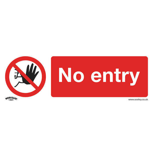 Sealey Prohibition Safety Sign No Entry Rigid Plastic 300 x 100mm SS14P1