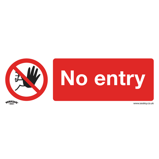 Sealey Prohibition Safety Sign No Entry Self-Adhesive Vinyl 300 x 100mm SS14V1