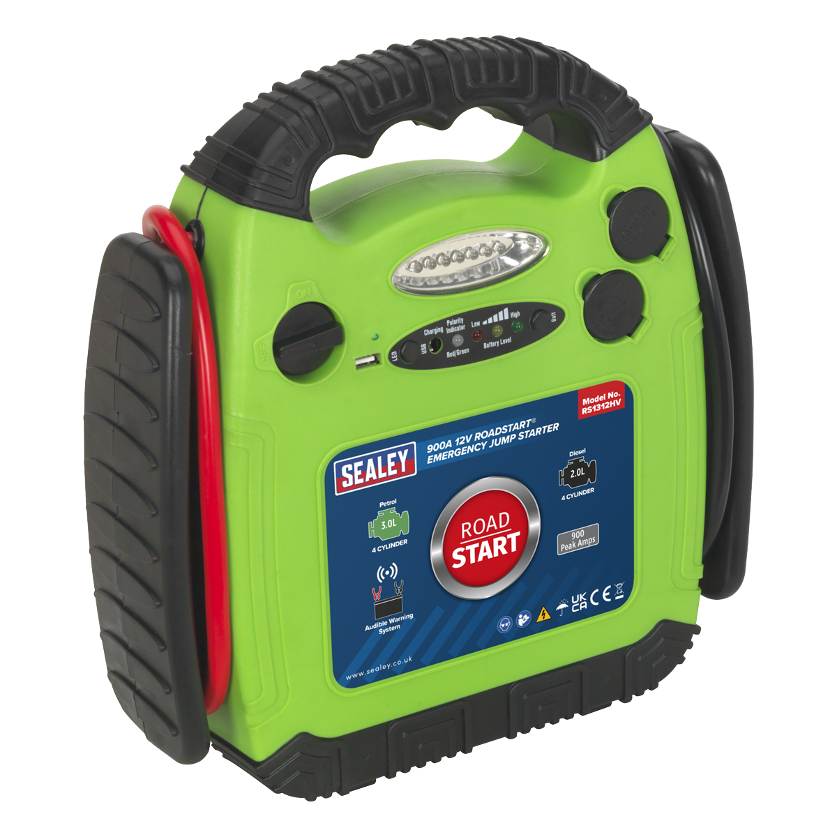Sealey RoadStart Emergency Power Pack 12V 900 Peak Amps Hi-Vis Green RS1312HV