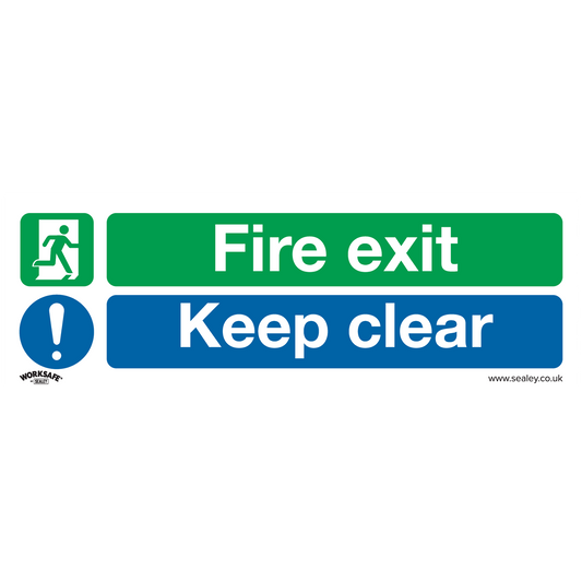 Sealey Safe Conditions Safety Sign Fire Exit Keep Clear Self-Adhesive SS18V1
