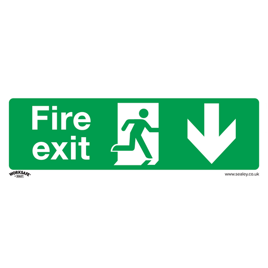 Sealey Safe Conditions Safety Sign Fire Exit Down - Rigid Plastic SS22P1