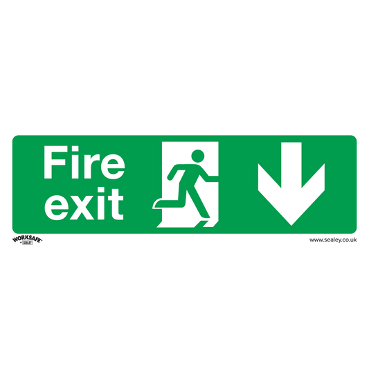 Sealey Safe Conditions Safety Sign Fire Exit Down Self-Adhesive x10 SS22V10