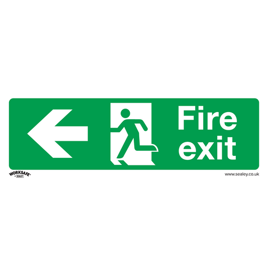 Sealey Safe Conditions Safety Sign Fire Exit Left - Rigid Plastic SS25P1