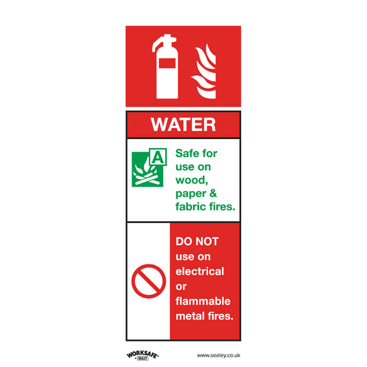 Sealey Safe Conditions Sign Water Fire Extinguisher Self-Adhesive Vinyl SS27V1
