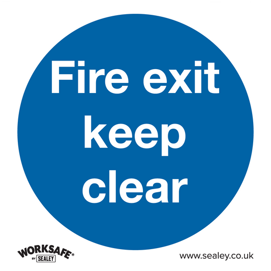 Sealey Mandatory Safety Sign Fire Exit Keep Clear Self-Adhesive Vinyl SS2V1