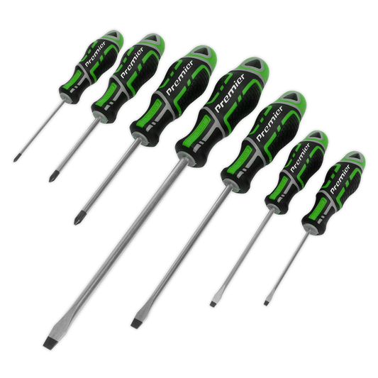 Sealey Screwdriver Set With Hanging Holes 7 Pieces GripMAX Hi-Vis Green AK4321HV