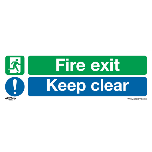 Sealey Safe Conditions Sign Fire Exit Keep Clear Large Rigid Plastic x10 SS32P10