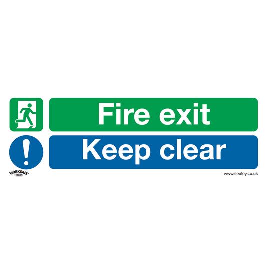 Sealey Safe Conditions Sign Fire Exit Keep Clear Large Self-Adhesive SS32V1