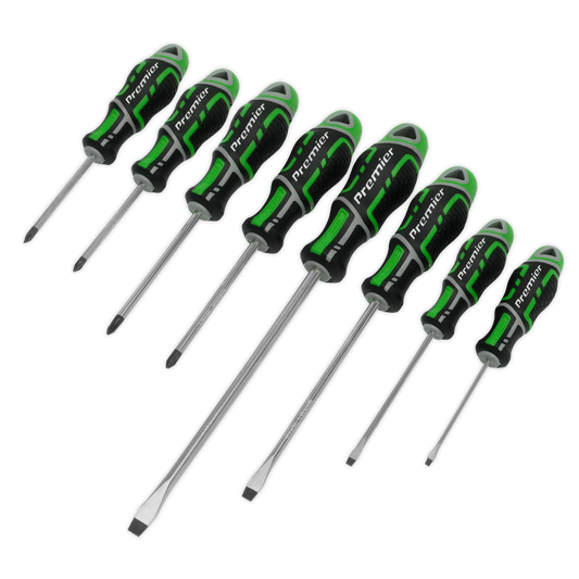 Sealey Screwdriver Set With Hanging Holes 8 Pieces GripMAX Hi-Vis Green AK4322HV