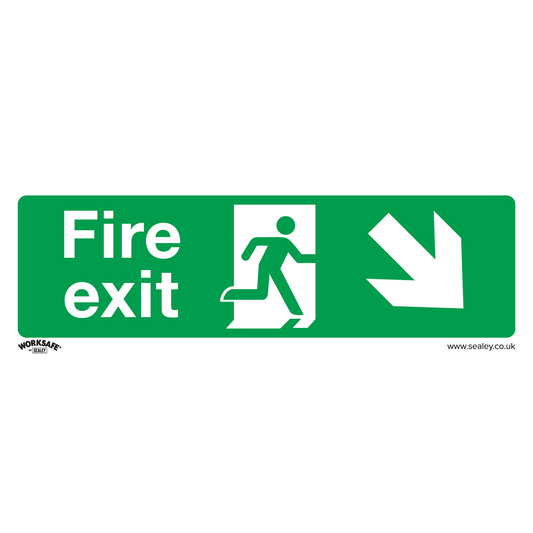 Sealey Safe Conditions Safety Sign Fire Exit Down Right Rigid Plastic SS36P1