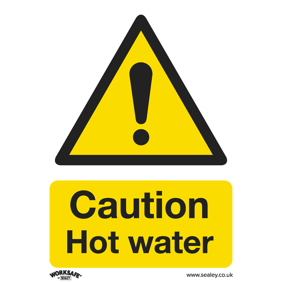Sealey Warning Safety Sign Caution Hot Water Rigid Plastic 75 x 100mm SS38P1