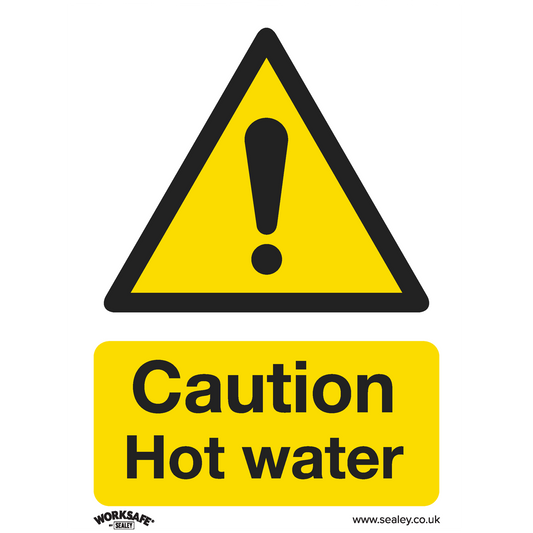 Sealey Warning Safety Sign Caution Hot Water Rigid Plastic 75 x 100mm SS38P1