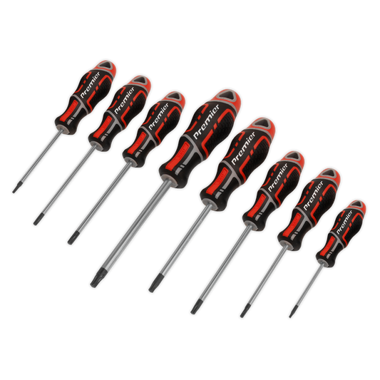 Sealey Screwdriver Set 8 Pieces Security TRX-Star GripMAX - Red Ergonomic AK4323