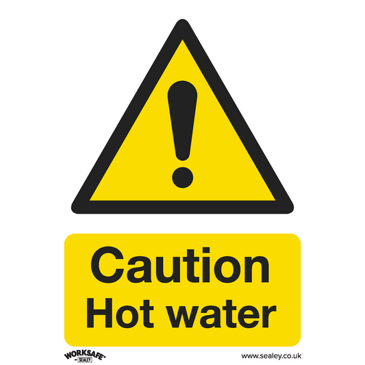 Sealey Warning Safety Sign Caution Hot Water Self-Adhesive Vinyl SS38V1
