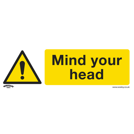 Sealey Warning Safety Sign Mind Your Head Self-Adhesive Vinyl 300 x 100mm SS39V1